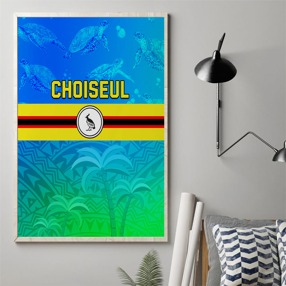 Solomon Islands Choiseul Province Day Canvas Wall Art Sea Turtle Tribal Pattern LT05 - Polynesian Pride