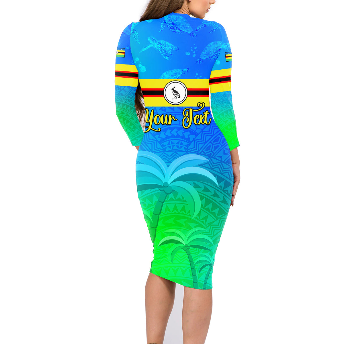 Personalised Solomon Islands Choiseul Province Day Family Matching Long Sleeve Bodycon Dress and Hawaiian Shirt Sea Turtle Tribal Pattern LT05 - Polynesian Pride
