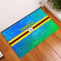 Solomon Islands Choiseul Province Day Rubber Doormat Sea Turtle Tribal Pattern LT05 Blue - Polynesian Pride