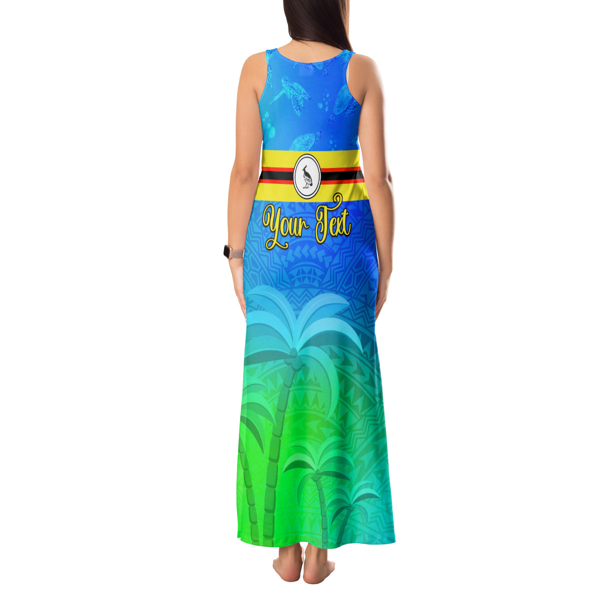 Personalised Solomon Islands Choiseul Province Day Tank Maxi Dress Sea Turtle Tribal Pattern LT05 - Polynesian Pride