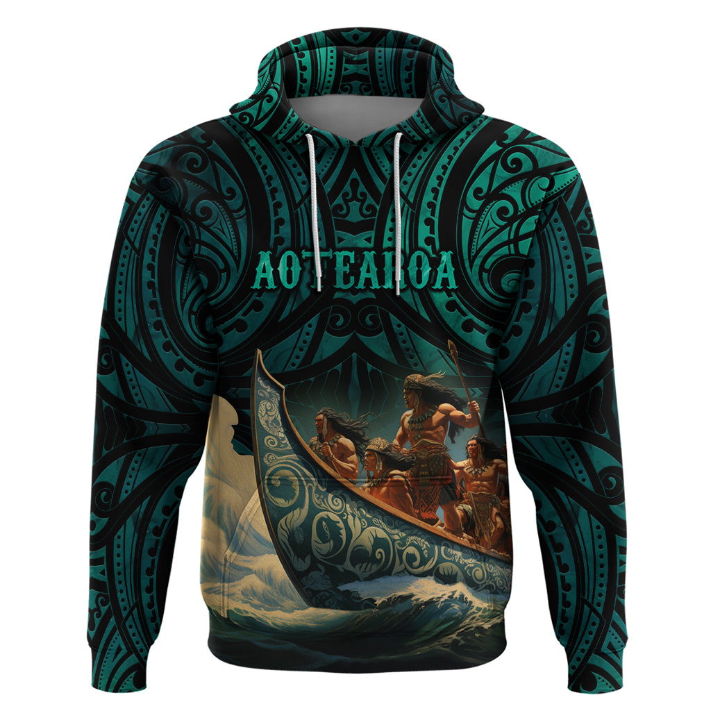 Personalised New Zealand Tamaki Herenga Waka Festival Hoodie Maori Pattern LT05 Pullover Hoodie Dark Turquoise - Polynesian Pride