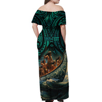 Personalised New Zealand Tamaki Herenga Waka Festival Off Shoulder Maxi Dress Maori Pattern LT05 - Polynesian Pride