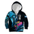 Personalised FSM Culture Day Kid Hoodie Tropical Flowers Tribal Pattern LT05 Zip Hoodie Blue - Polynesian Pride