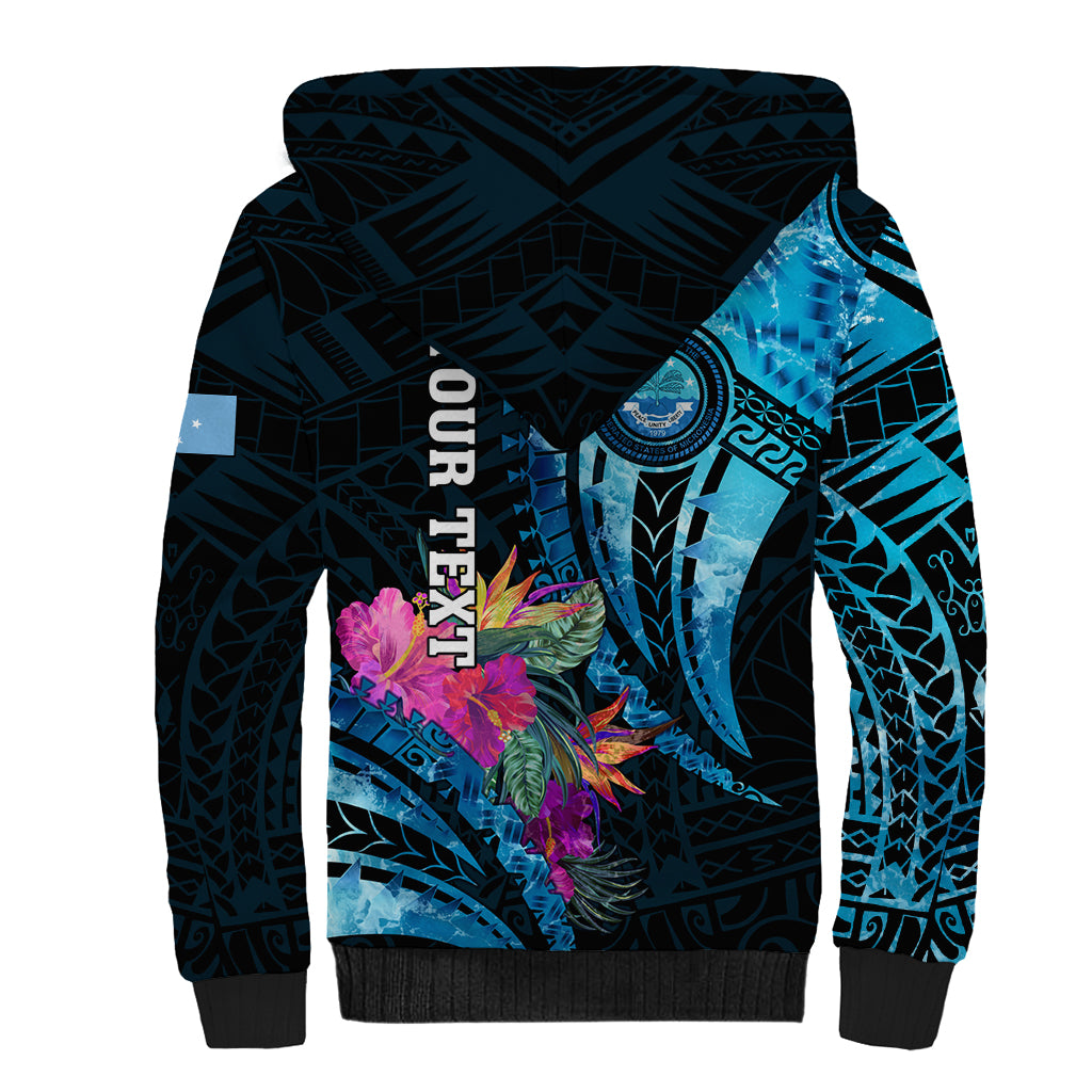 Personalised FSM Culture Day Sherpa Hoodie Tropical Flowers Tribal Pattern LT05 - Polynesian Pride