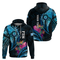 Personalised FSM Culture Day Zip Hoodie Tropical Flowers Tribal Pattern LT05 - Polynesian Pride