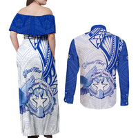 Personalised Northern Mariana Islands Commonwealth Day Couples Matching Off Shoulder Maxi Dress and Long Sleeve Button Shirt Simple Style LT05 - Polynesian Pride