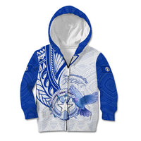 Personalised Northern Mariana Islands Commonwealth Day Kid Hoodie Simple Style LT05 Zip Hoodie Blue - Polynesian Pride