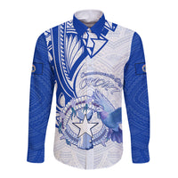 Personalised Northern Mariana Islands Commonwealth Day Long Sleeve Button Shirt Simple Style LT05 Unisex Blue - Polynesian Pride