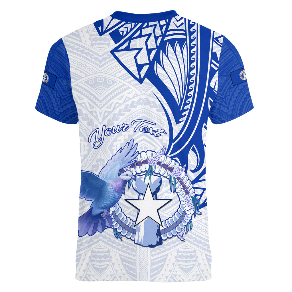 Personalised Northern Mariana Islands Commonwealth Day Women V Neck T Shirt Simple Style LT05 - Polynesian Pride