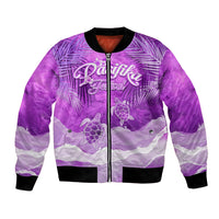 Personalised Pasifika Festival Bomber Jacket Violet Tropical Turtle LT05 Unisex Violet - Polynesian Pride