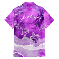 Personalised Pasifika Festival Family Matching Off Shoulder Short Dress and Hawaiian Shirt Violet Tropical Turtle LT05 - Polynesian Pride