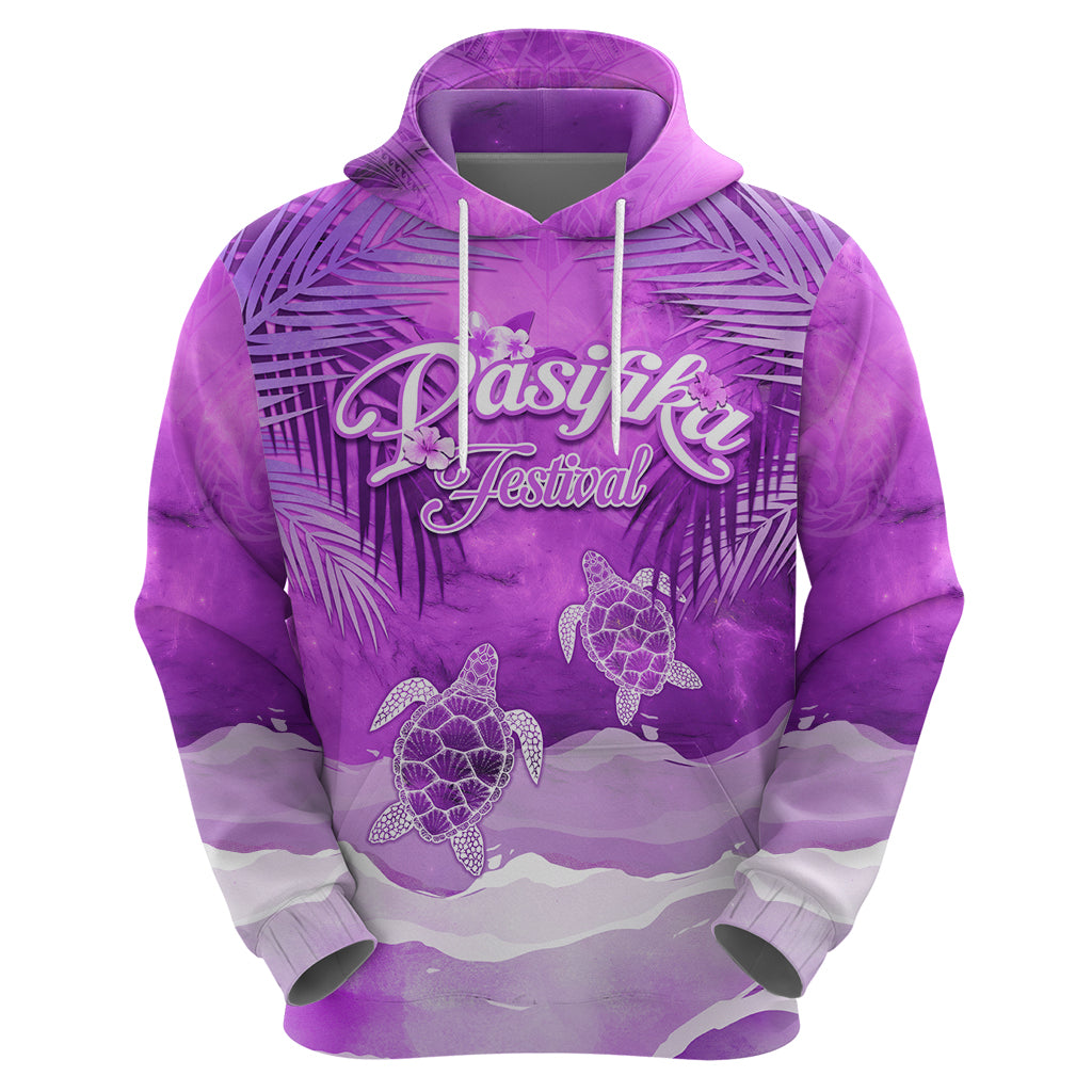 Personalised Pasifika Festival Zip Hoodie Violet Tropical Turtle LT05 - Polynesian Pride