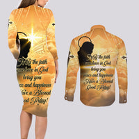 Happy Good Friday Couples Matching Long Sleeve Bodycon Dress and Long Sleeve Button Shirt God Will Bless You LT05 - Polynesian Pride