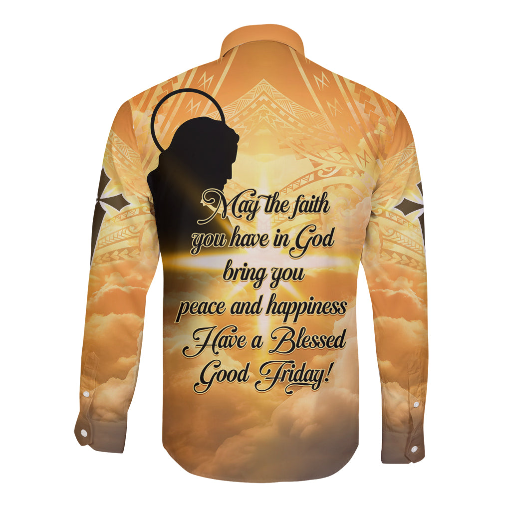 Happy Good Friday Long Sleeve Button Shirt God Will Bless You LT05 - Polynesian Pride