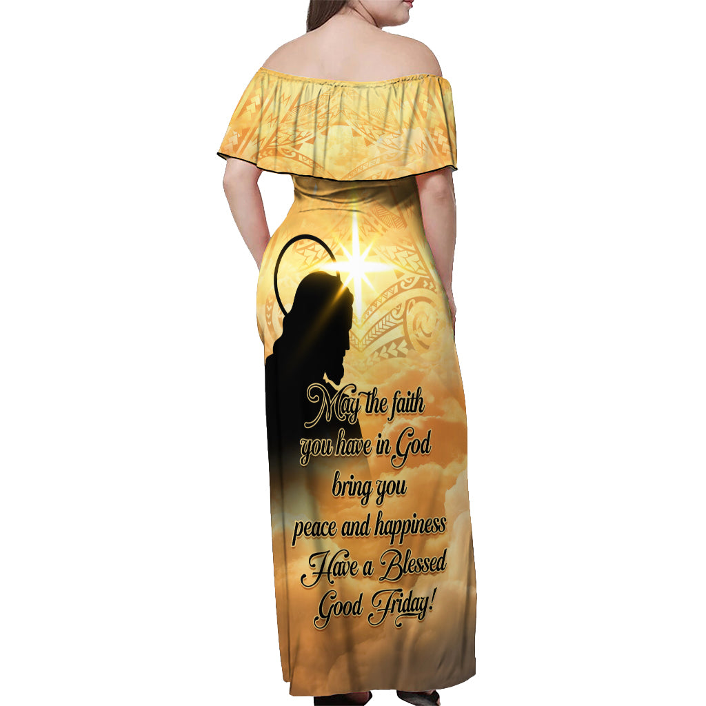 Happy Good Friday Off Shoulder Maxi Dress God Will Bless You LT05 - Polynesian Pride