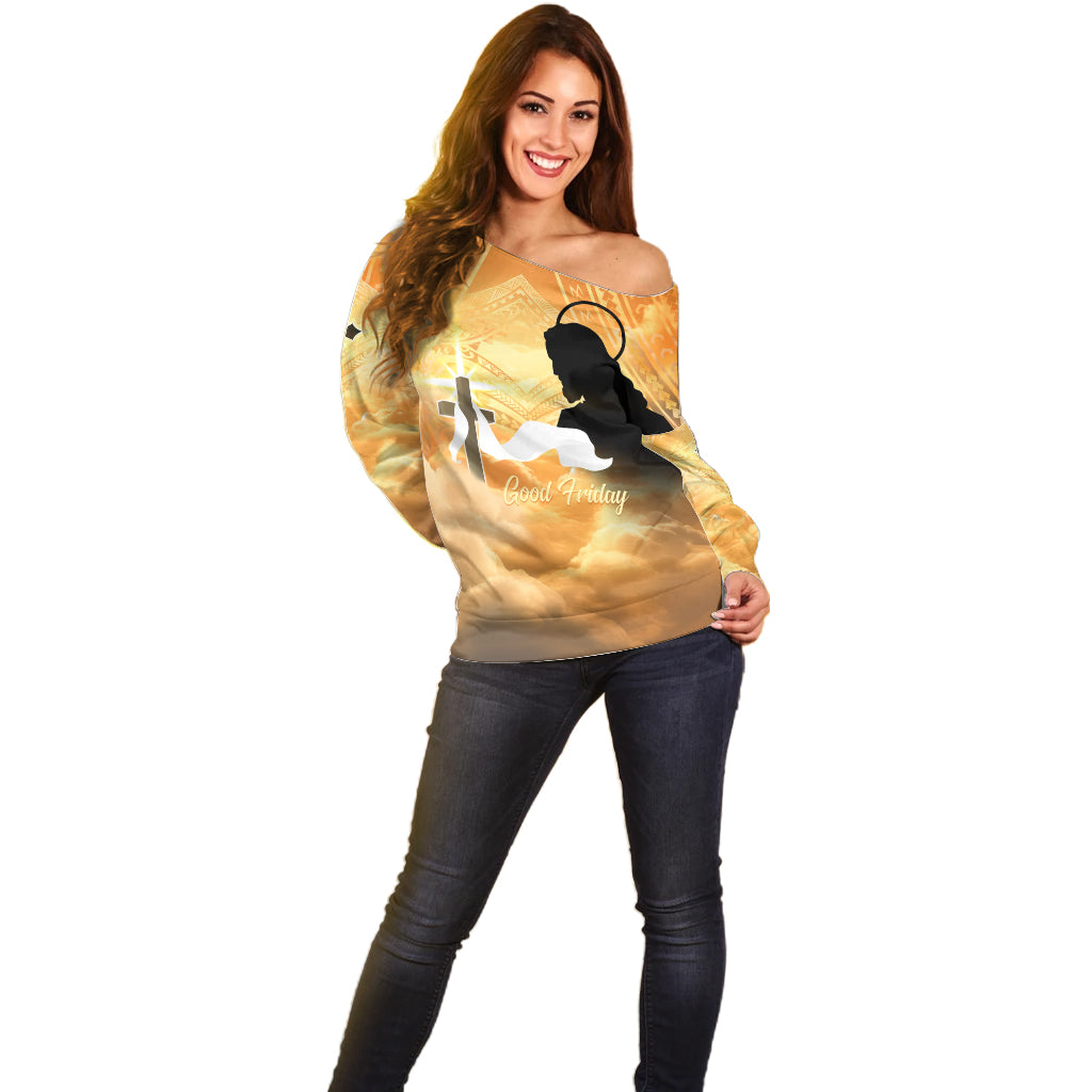 Happy Good Friday Off Shoulder Sweater God Will Bless You LT05 - Polynesian Pride