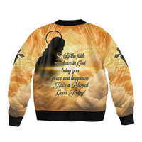 Happy Good Friday Sleeve Zip Bomber Jacket God Will Bless You LT05 - Polynesian Pride