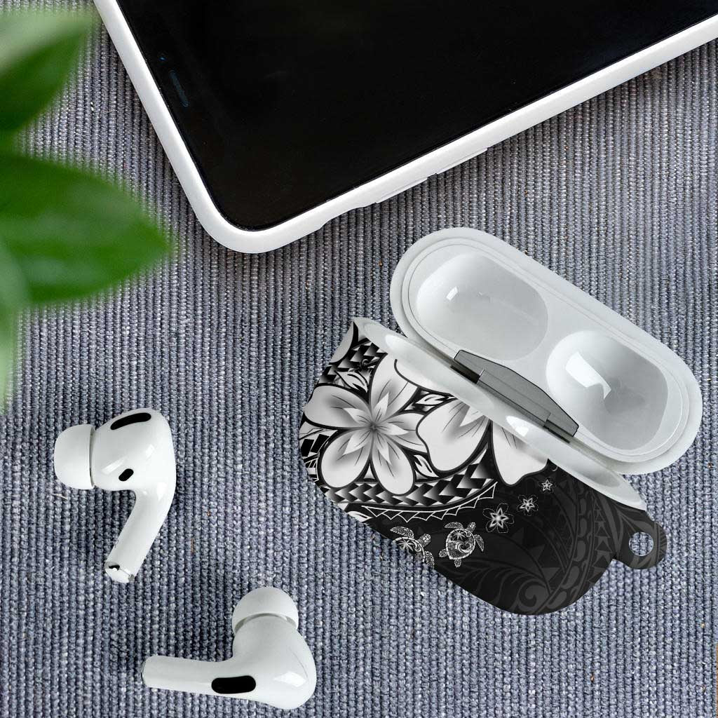 Polynesia Romantic Valentine AirPods Case Sea Turtle Couple With Black Plumeria