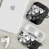 Polynesia Romantic Valentine AirPods Case Sea Turtle Couple With Black Plumeria