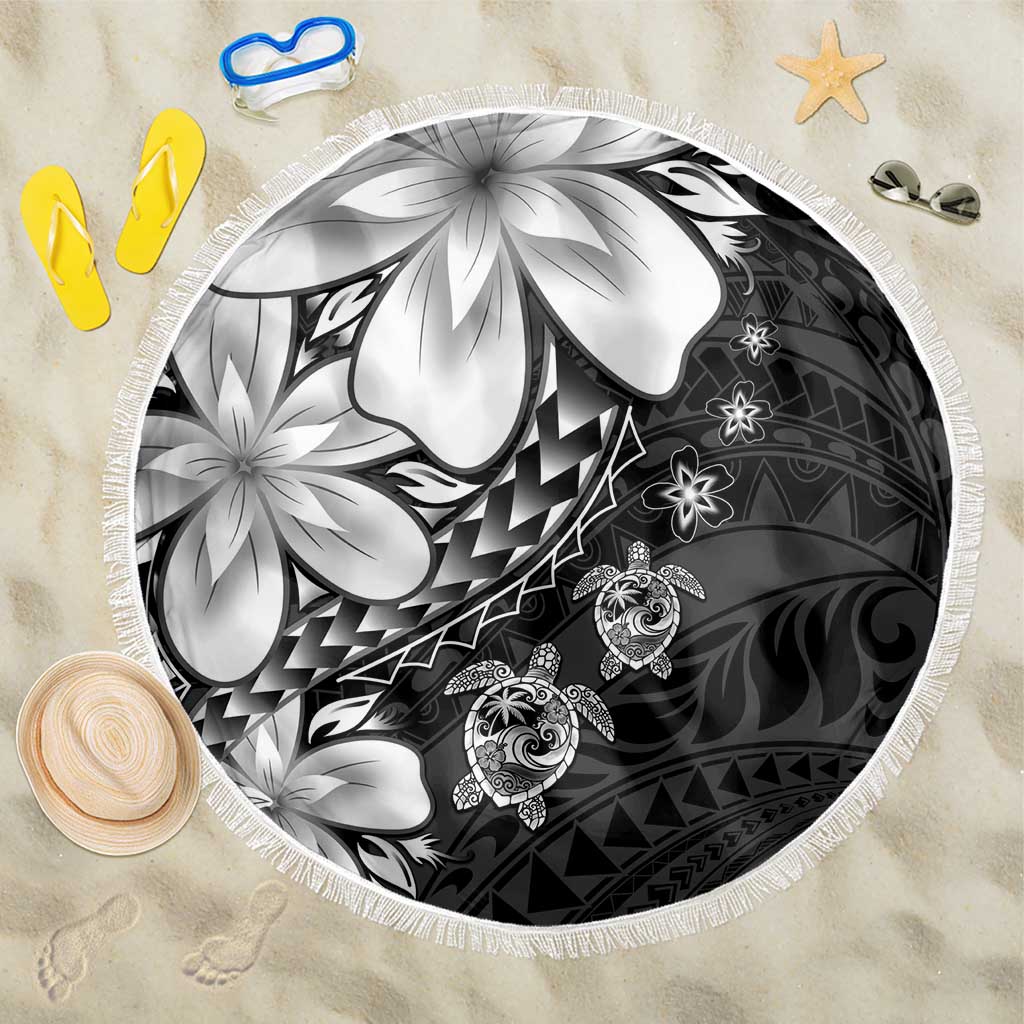 Polynesia Romantic Valentine Beach Blanket Sea Turtle Couple With Black Plumeria
