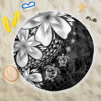 Polynesia Romantic Valentine Beach Blanket Sea Turtle Couple With Black Plumeria