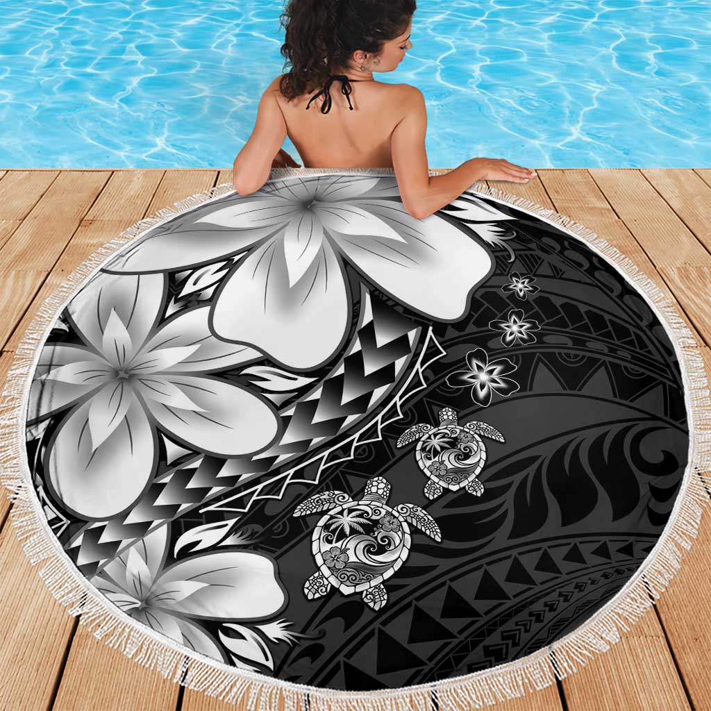 Polynesia Romantic Valentine Beach Blanket Sea Turtle Couple With Black Plumeria