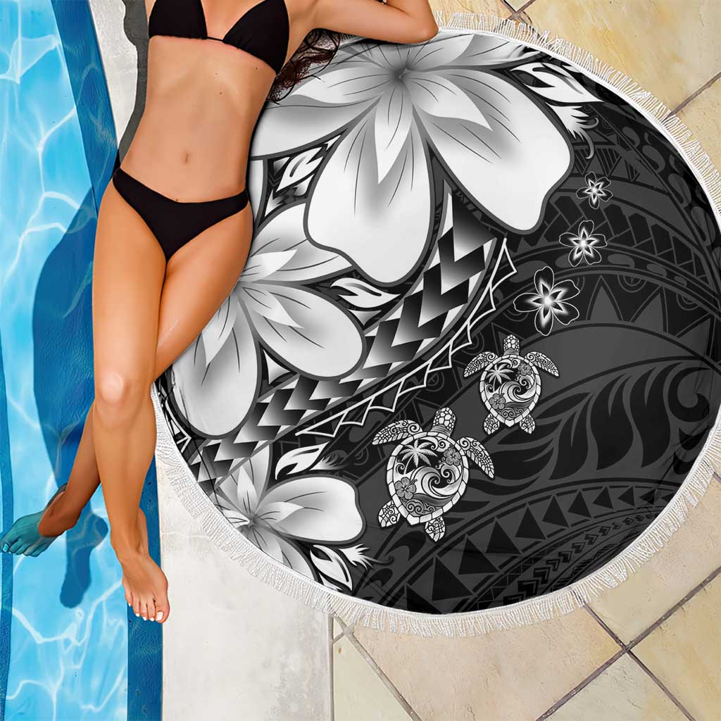 Polynesia Romantic Valentine Beach Blanket Sea Turtle Couple With Black Plumeria