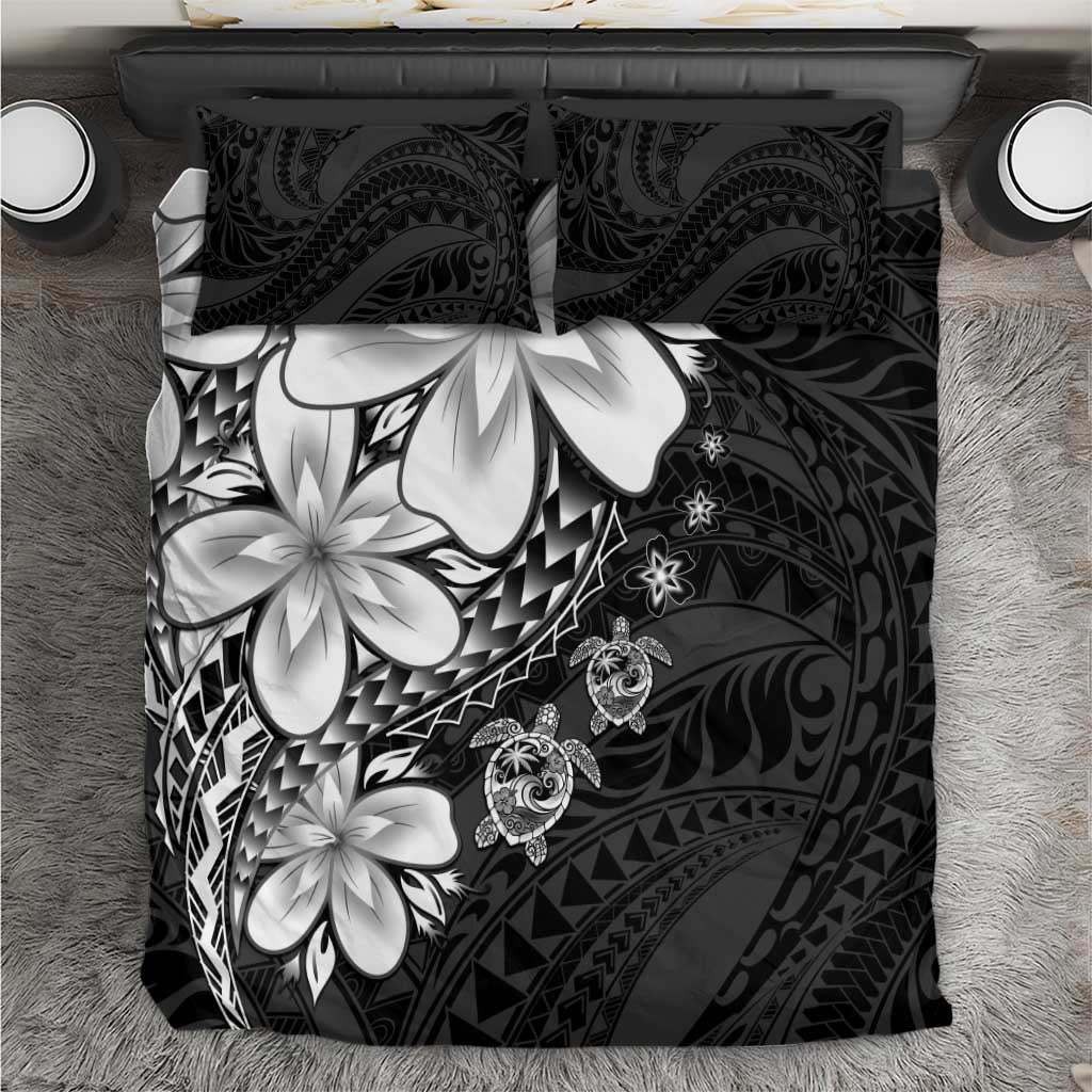 Polynesia Romantic Valentine Bedding Set Sea Turtle Couple With Black Plumeria