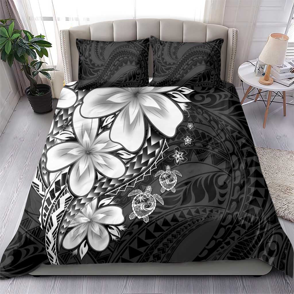 Polynesia Romantic Valentine Bedding Set Sea Turtle Couple With Black Plumeria
