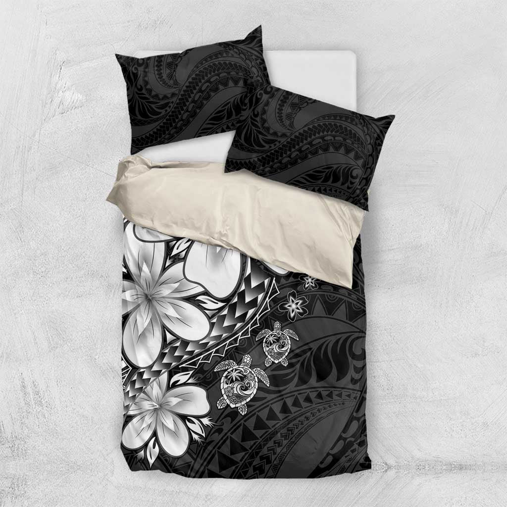 Polynesia Romantic Valentine Bedding Set Sea Turtle Couple With Black Plumeria