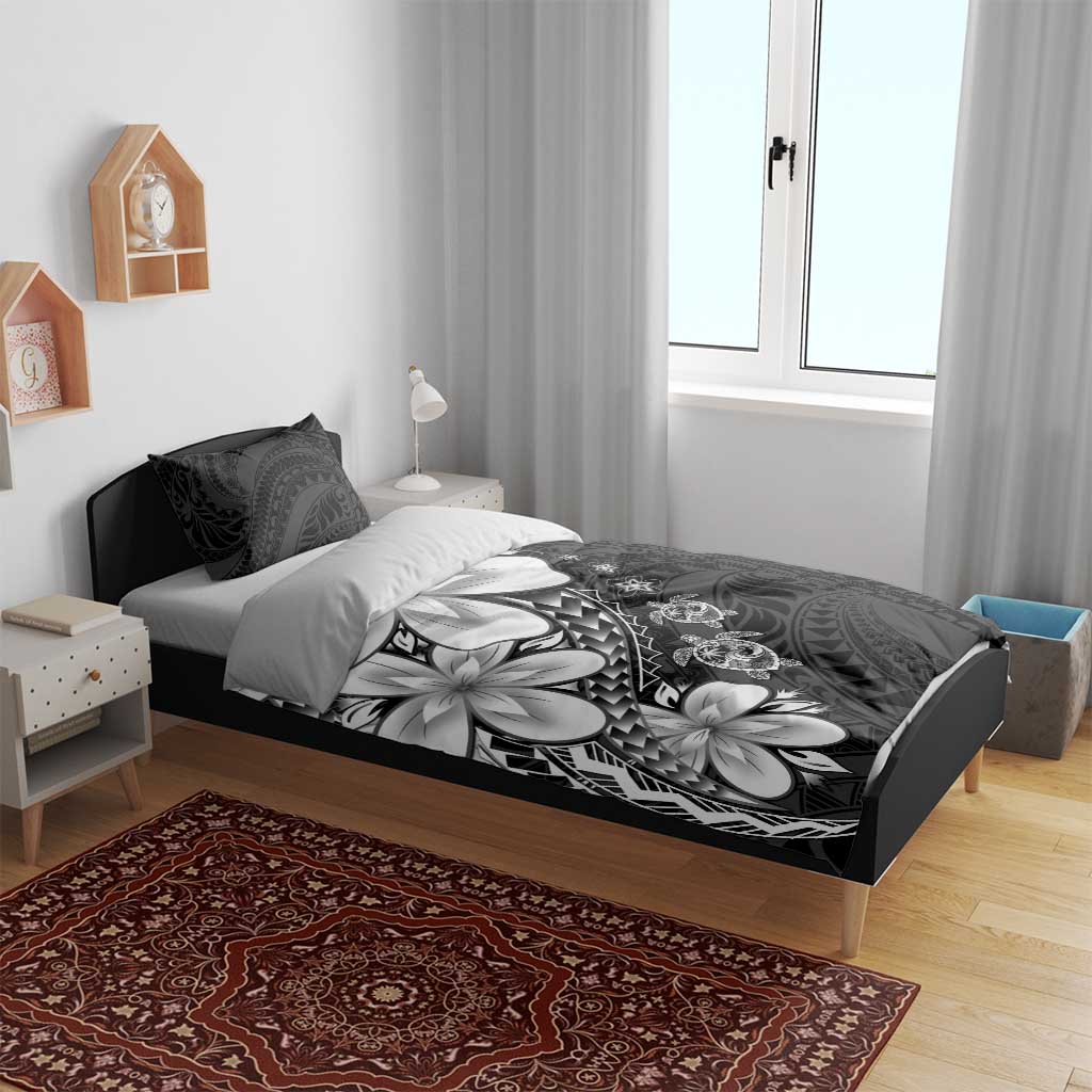 Polynesia Romantic Valentine Bedding Set Sea Turtle Couple With Black Plumeria