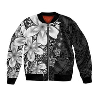 Polynesia Romantic Valentine Bomber Jacket Sea Turtle Couple With Black Plumeria