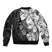 Polynesia Romantic Valentine Bomber Jacket Sea Turtle Couple With Black Plumeria