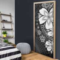 Polynesia Romantic Valentine Door Cover Sea Turtle Couple With Black Plumeria