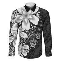 Polynesia Romantic Valentine Family Matching Short Sleeve Bodycon Dress and Hawaiian Shirt Sea Turtle Couple With Black Plumeria LT05 Dad's Shirt - Long Sleeve Black - Polynesian Pride