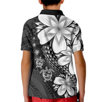 Polynesia Romantic Valentine Kid Polo Shirt Sea Turtle Couple With Black Plumeria