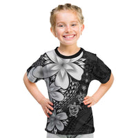 Polynesia Romantic Valentine Kid T Shirt Sea Turtle Couple With Black Plumeria LT05 Black - Polynesian Pride