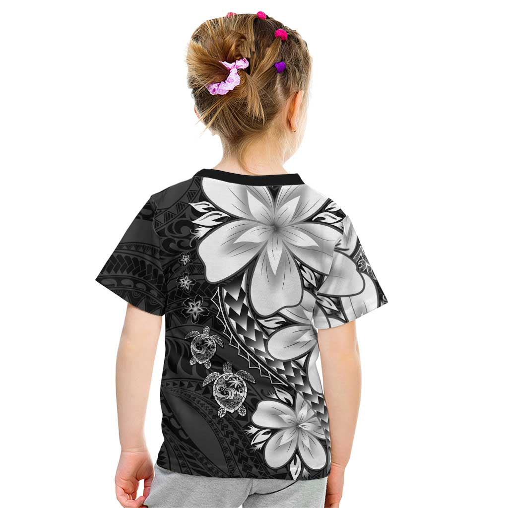 Polynesia Romantic Valentine Kid T Shirt Sea Turtle Couple With Black Plumeria LT05 - Polynesian Pride