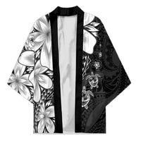 Polynesia Romantic Valentine Kimono Sea Turtle Couple With Black Plumeria
