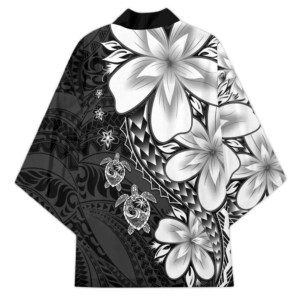 Polynesia Romantic Valentine Kimono Sea Turtle Couple With Black Plumeria