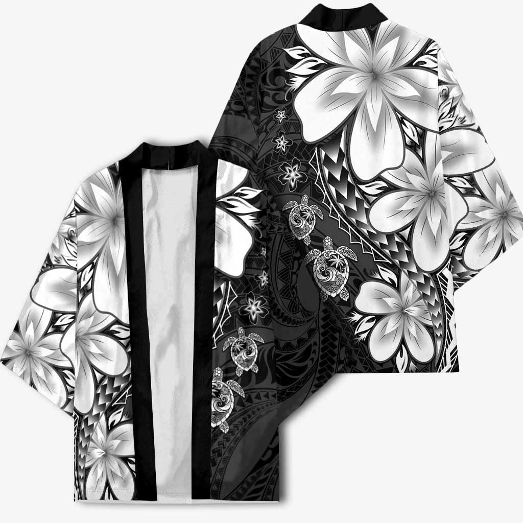 Polynesia Romantic Valentine Kimono Sea Turtle Couple With Black Plumeria