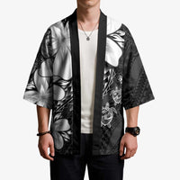 Polynesia Romantic Valentine Kimono Sea Turtle Couple With Black Plumeria