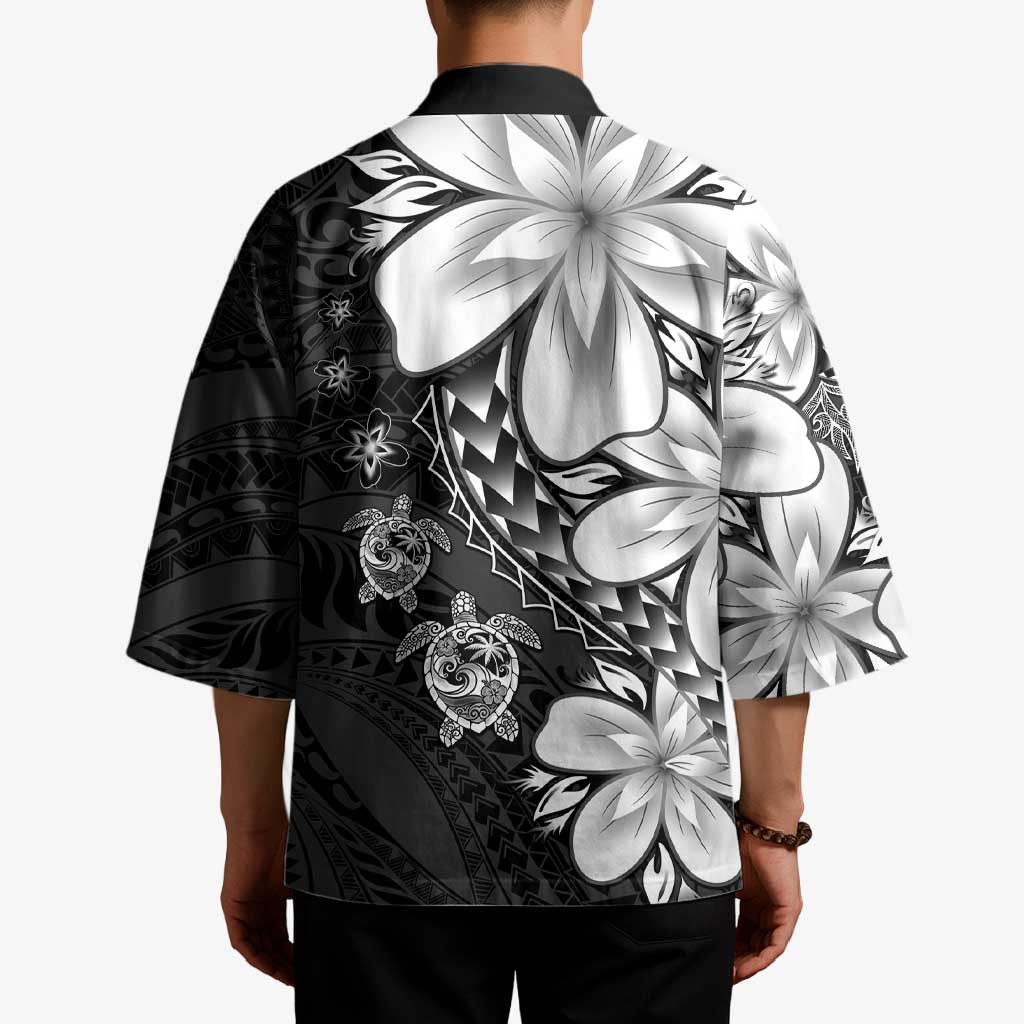 Polynesia Romantic Valentine Kimono Sea Turtle Couple With Black Plumeria