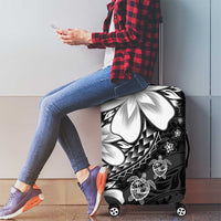 Polynesia Romantic Valentine Luggage Cover Sea Turtle Couple With Black Plumeria