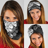 Polynesia Romantic Valentine Neck Gaiter Sea Turtle Couple With Black Plumeria