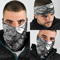 Polynesia Romantic Valentine Neck Gaiter Sea Turtle Couple With Black Plumeria