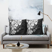 Polynesia Romantic Valentine Pillow Cover Sea Turtle Couple With Black Plumeria