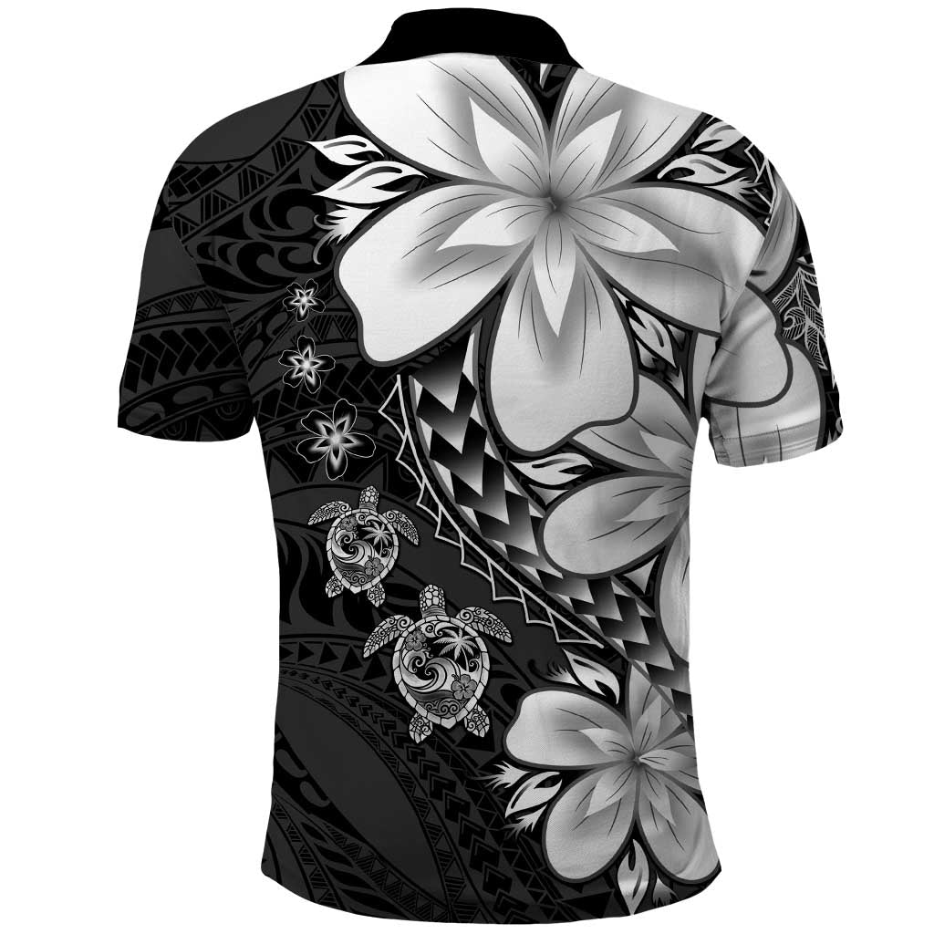 Polynesia Romantic Valentine Polo Shirt Sea Turtle Couple With Black Plumeria LT05 - Polynesian Pride