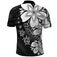 Polynesia Romantic Valentine Polo Shirt Sea Turtle Couple With Black Plumeria LT05 - Polynesian Pride
