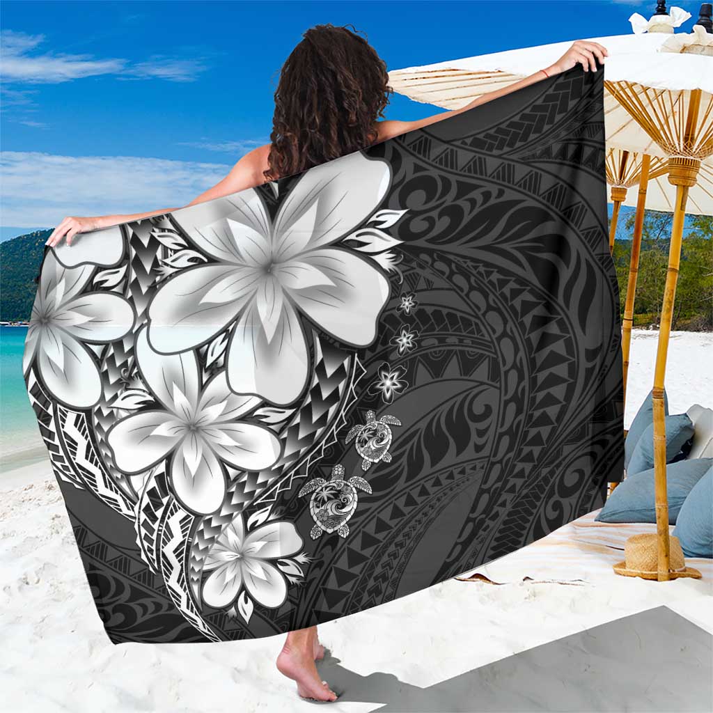 Polynesia Romantic Valentine Sarong Sea Turtle Couple With Black Plumeria